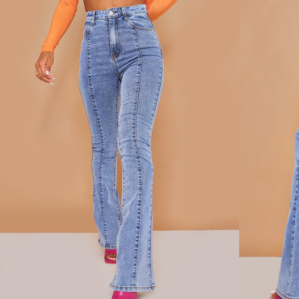 PrettyLittleThing Light Blue Flare Jeans